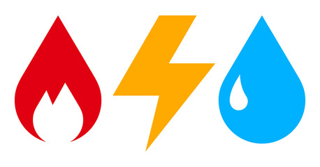 Gas electricity and water icon