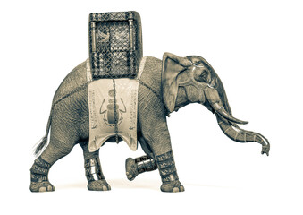 elephant warrior is walking side view