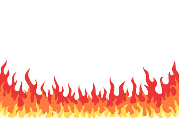 Fire flame isolated on white background.Cartoon bonfire.Flat style, vector illustration.