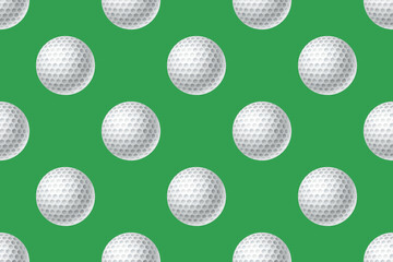 Golf balls seamless pattern on green background