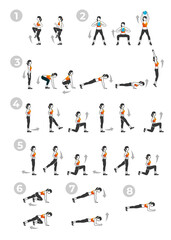 Fototapeta na wymiar Fitness exercises for strong Back and Biceps