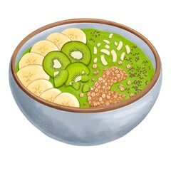 Smoothie bowl with banana, kiwi, oat, coconut