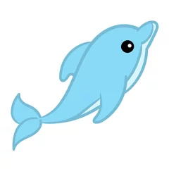 Kussenhoes Funny Cartoon dolphin. Cute dolphin vector Illustration on a white background. © whitecityrecords