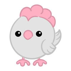 Cute chicken vector illustration. Drawing cartoon character.