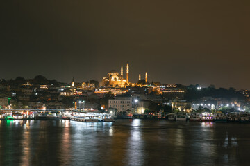 Fototapeta na wymiar Istanbul. Suleymaniye Mosque at night in Istanbul