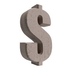 Isolated Dollar Currency Sign on White Background, 3D illustration.