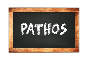 PATHOS text written on wooden frame school blackboard.