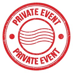 PRIVATE EVENT text written on red round postal stamp sign