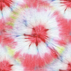 Watercolor Effect Tie Dye Spiral.  Dye Spiral Print. Pink Tie Dye Spiral. Cool 1970s Artwork. Closeup Tie Dye Spiral.  Fun Swirl Die Background. 1960 Denim Background.