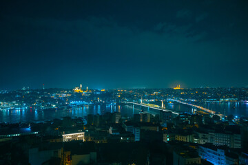 Istanbul night. Cityscape of Istanbul at night
