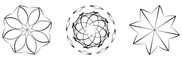 Radiating mandala. Circular geometric motif, icon, shape