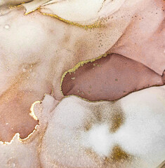 Marble Gold Black. Oil Flow Elegant Wall. Sea