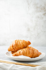 Breakfast with croissants.