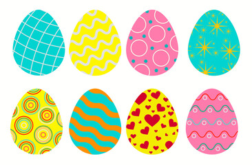 Easter eggs icons. Vector illustration.