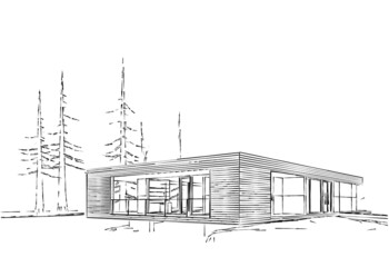sketch of a house 3d illustration