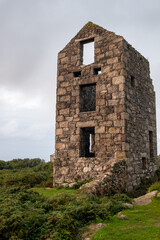 August 2018: Ruins of Stamps and Whim Engine House at Wheal Coates, St Agnes, Cornwall, UK