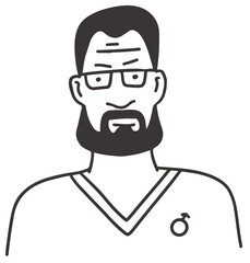 Andrologist Doctor for Men Portrait Doodle Style Vector Illustration Sketch