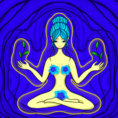 yoga in the lotus position