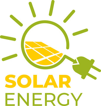 Solar Energy logo, vert et jaune, panneaux dans le soleil