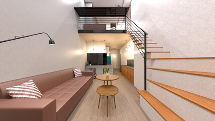 Fototapeta premium ロフト付きワンルーム