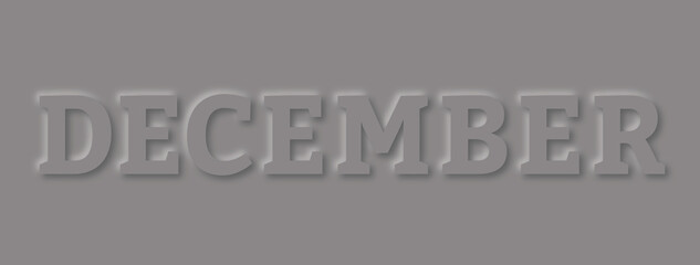 December month grey color 3D design.