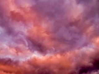Fototapeta premium Cloudy sky with an unusual shade, a background with cloudy sky in contrasting colors. Dramatic storm sky background.