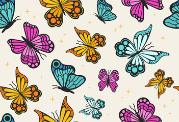 Pattern with tropical butterflies