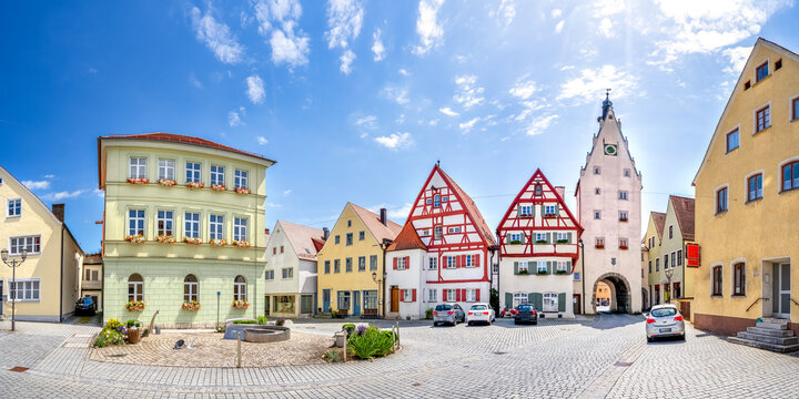 Altstadt Panorama, Monheim, Bayern, Deutschland 