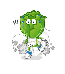 cabbage head cartoon running illustration. character vector