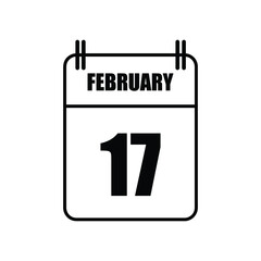 Outline February 17 Calendar Icon Vector Illustration . Date , Day Of Mouth