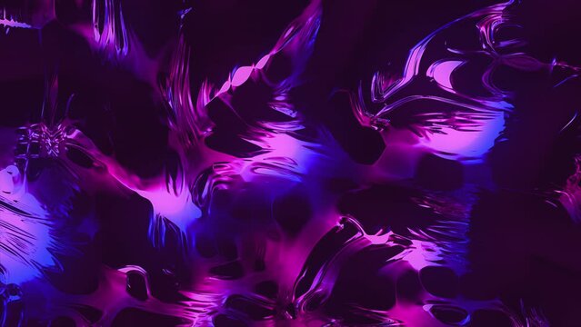 A Purple Blob In Abstraction. Motion.Neon Spots Of Purple Shades Made In Animation.