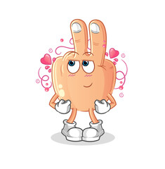 peace finger head cartoon shy vector. cartoon character