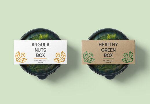 Salad Box With Label Mockups