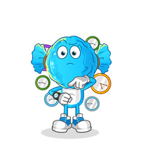 candy head cartoon with wristwatch. cartoon mascot vector