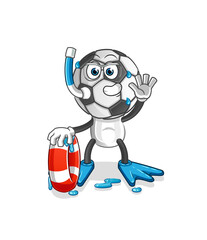 football head cartoon swimmer with buoy mascot. cartoon vector
