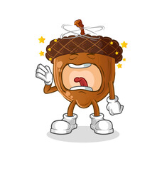 acorn head cartoon yawn character. cartoon mascot vector