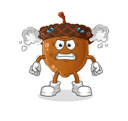acorn head cartoon very angry mascot. cartoon vector