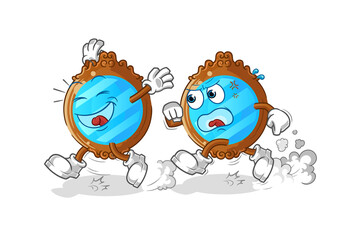 mirror play chase cartoon. cartoon mascot vector
