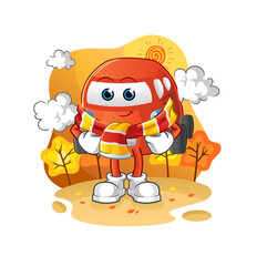 car in the autumn. cartoon mascot vector