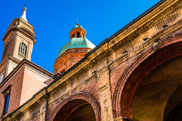 Historic buildings in the city center of Bologna, Italy