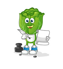 cabbage head cartoon writer vector. cartoon character