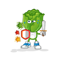 cabbage head cartoon against viruses. cartoon mascot vector