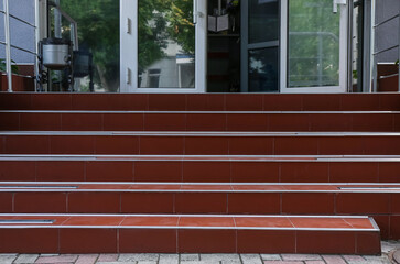 Modern brown stairs of building outdoors