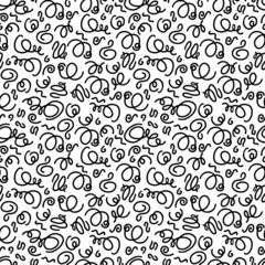 Hand drawn irregular curve line seamless pattern. Doodle style vector.