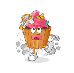 cupcake catch butterfly illustration. character vector