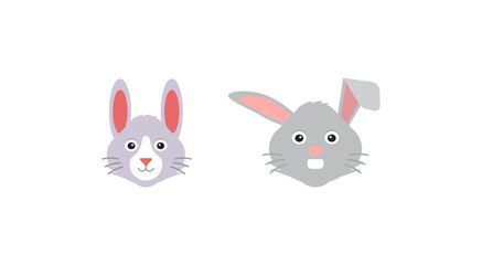 different rabbit face vector emoji set.