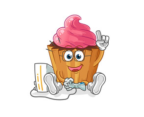 cupcake playing video games. cartoon character