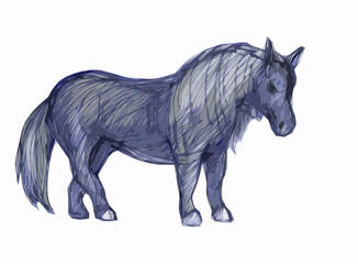 Fototapeta na wymiar Heavy horse. A beautiful image of a horse. A strong animal. Illustration for design projects.