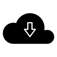 Cloud Data Download Flat Icon Isolated On White Background