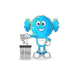 candy head cartoon Throw garbage mascot. cartoon vector